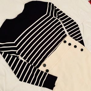 Navy and white sweater
